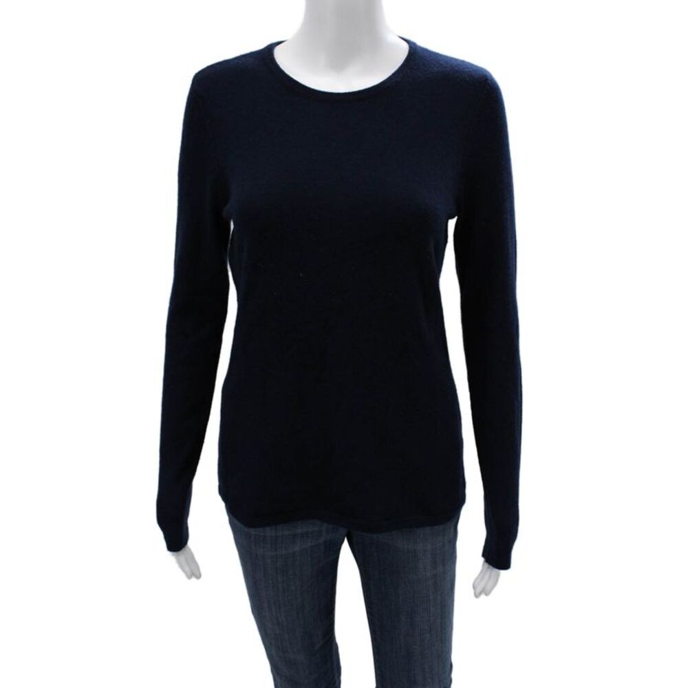Fred Segal Women Dark Blue 100% Cashmere Crewneck Pullover Sweater Size S